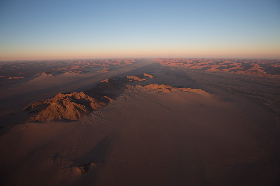 The Tsauchab river bed and Sossusvlei dunes from the hot air balloon