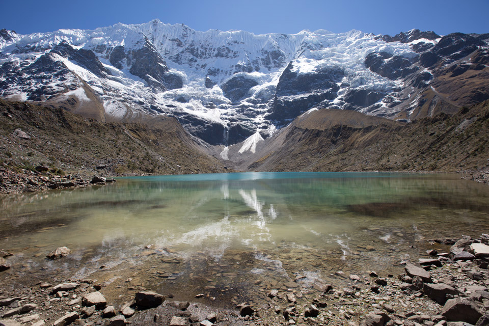 Swimming in an ice cold glacier lake at 4000 metres in the Peruvian Andes